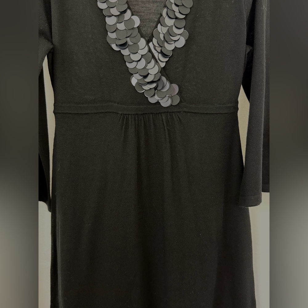 Boden Black Long Sleeve Soft Wool Sweater Dress w/ Palliate Sequin Accent 8R NWT - Picture 7 of 7